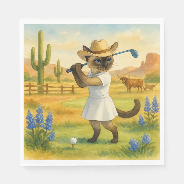 Golf Texas Birthday Themed for Cat Lovers  Serviette (Vorderseite)