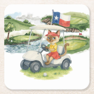 Golf Texas Thema für Katzen Liebhaber Rechteckiger Pappuntersetzer