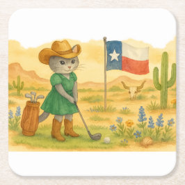 Golf Texas Themed for Cat Lovers Rechteckiger Pappuntersetzer