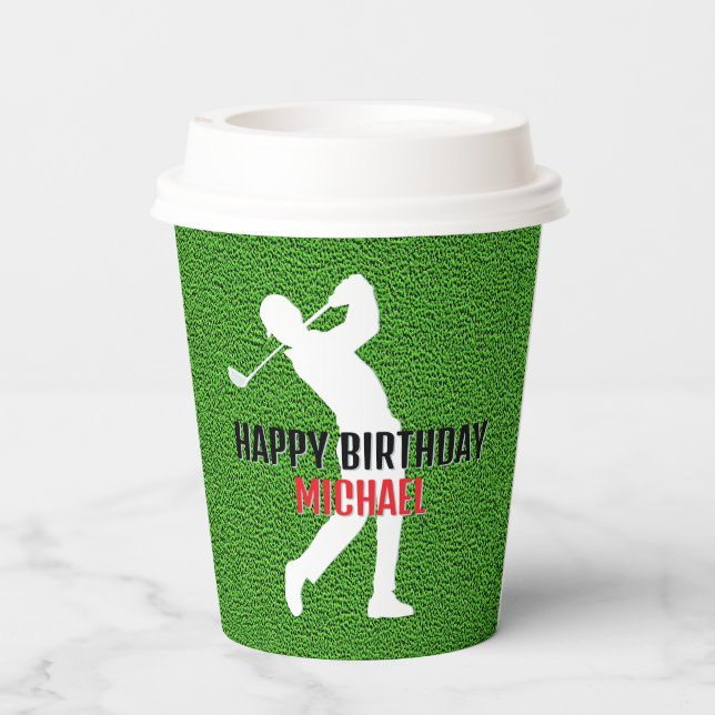 Golf-Thema 50. Geburtstag Pappbecher (Rückseite)