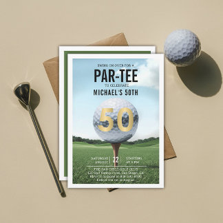 Golf Thema Elegant Moderne Klasse Männer 50. Gebur Einladung