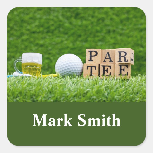Golf-Thema für Let's Par tee für Golfer-Party Quadratischer Aufkleber (Vorderseite)