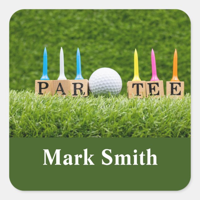 Golf-Thema für Let's Par tee für Golfer-Party Quadratischer Aufkleber (Vorderseite)