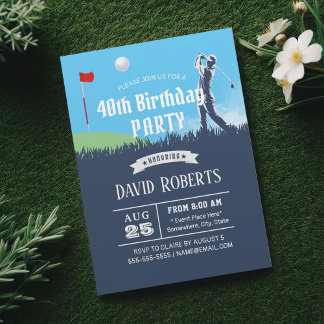 Golf Thema Outdoor 40. Geburtstags-Party Einladung