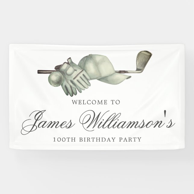 Golf Theme 100. Geburtstagsparty Willkommen Banner (Horizontal)