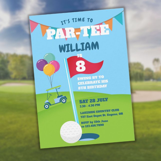 Golf Theme Birthday Party Einladung (Golf Theme Birthday Party Partee Invitation)