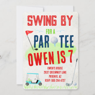Golf Theme Birthday Party Invitations