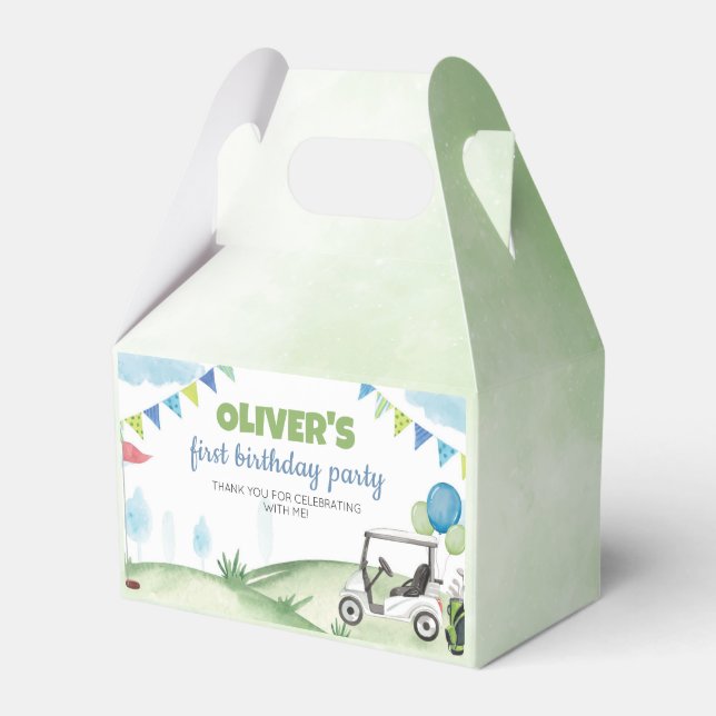 Golf Theme Boy Birthday Party Gefallen Box Geschenkschachtel (Vorderseite)