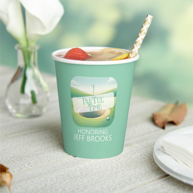 Golf Theme Green Party Pappbecher (In Situ)