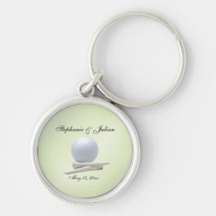 Golf Theme Hochzeit Grünen Namen und Datum Schlüsselanhänger