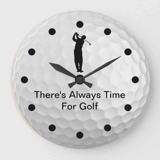 Golf Theme Mans Cave Wall Große Wanduhr (Vorderseite)