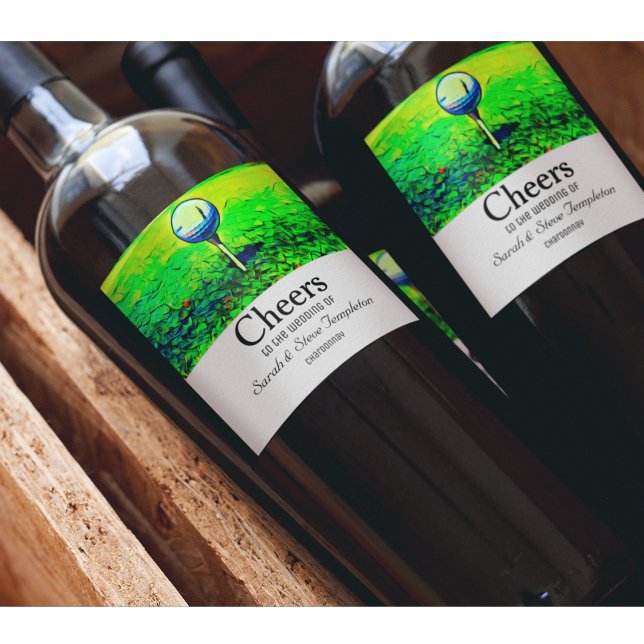 Golf Thème Mariage Accueil Étiquettes de vin  (Créateur téléchargé)