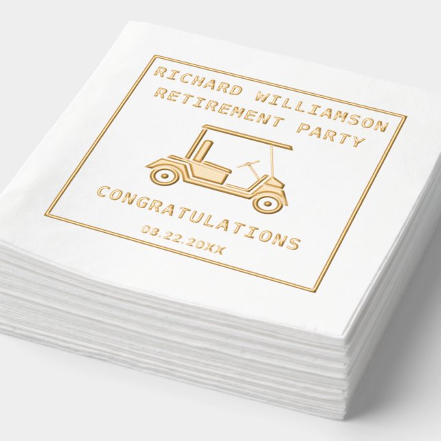 Golf Theme Retirement Party Fox Stamps Napkins Servietten Mit Folie (Ausschnitt)
