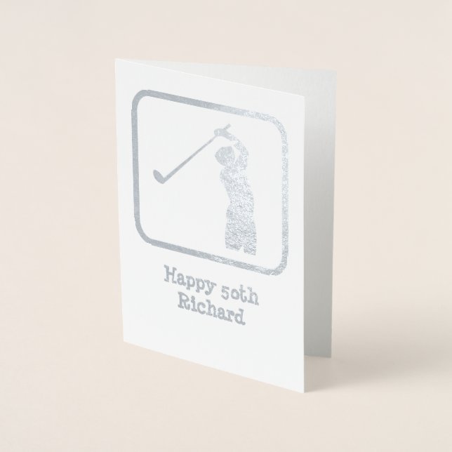 Golf Theme Silver Graphic mit benutzerdefiniertem  Folienkarte (Vorderseite)
