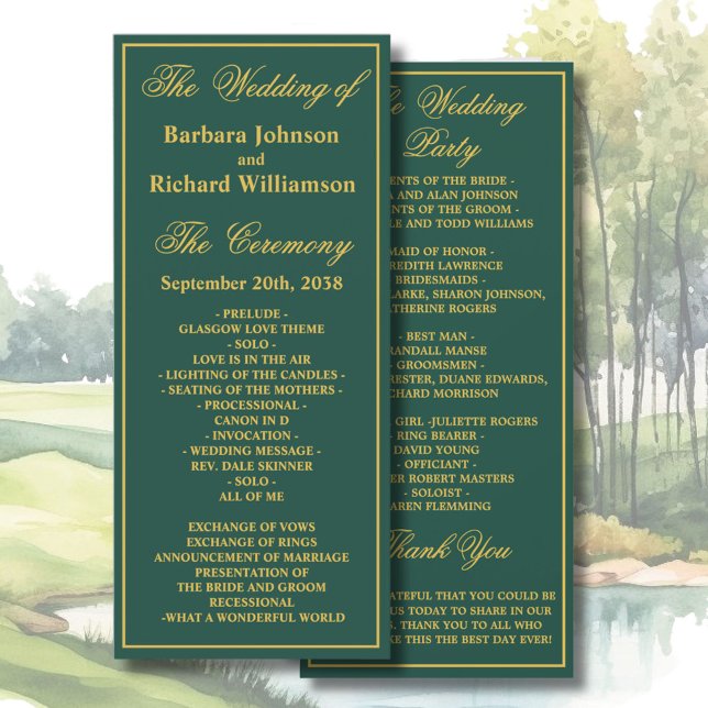 Golf Theme Wedding Order of Service Program (Von Creator hochgeladen)