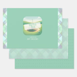 Golf Theme Wrapping Paper Flat Sheet Set 3 Geschenkpapier Set