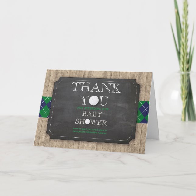 Golf Themed Baby Dusche Vielen Dank Karten (Vorderseite)
