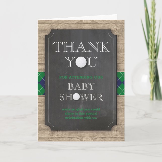 Golf Themed Baby Dusche Vielen Dank Karten (Vorderseite)
