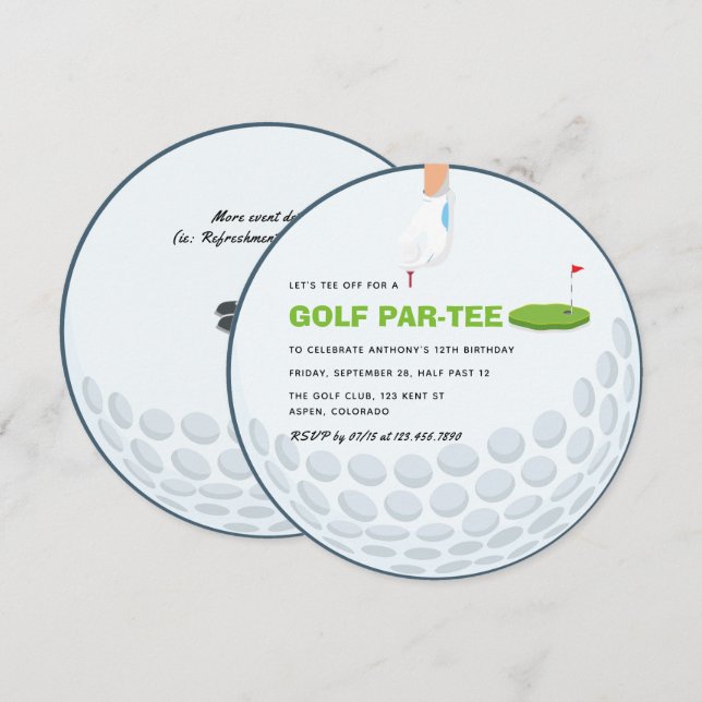 Golf Themed Geburtstagsparty Einladung (Vorne/Hinten)