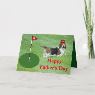 Golf Themed Vatertagskarte mit Niedlichem Basset H Karte