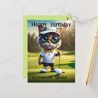 Golf Time: Funny Cat Golf Player, Geburtstag Postkarte