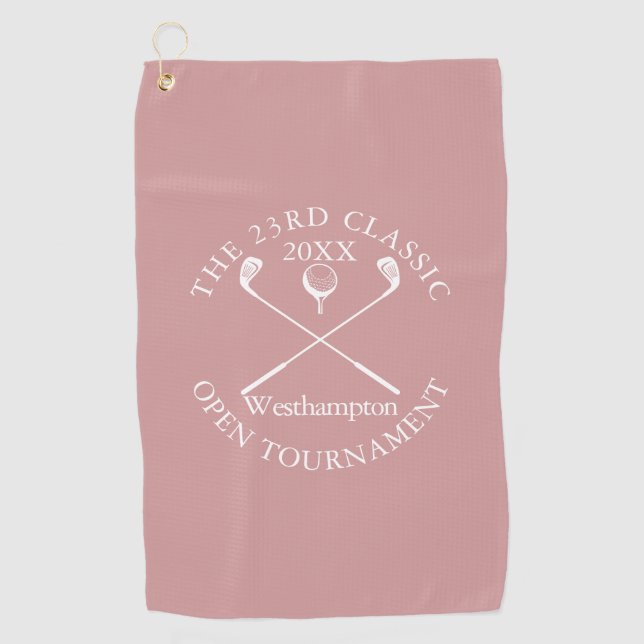 Golf Tournament Classic Event Dusty Rose Pink Golfhandtuch (Vorderseite)
