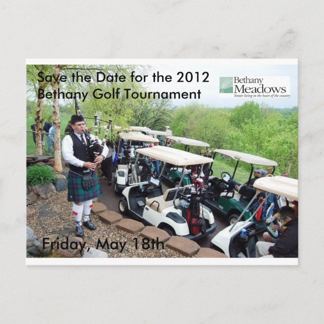 Golf Tourney Save the Date Postkarte (Vorderseite)