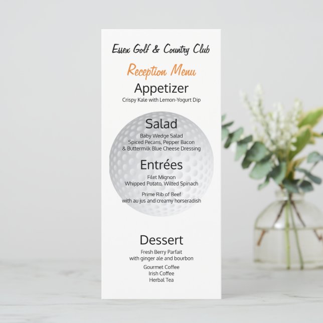 Golf Tournoi Réception ⛳ Dîner Menu (Debout devant)
