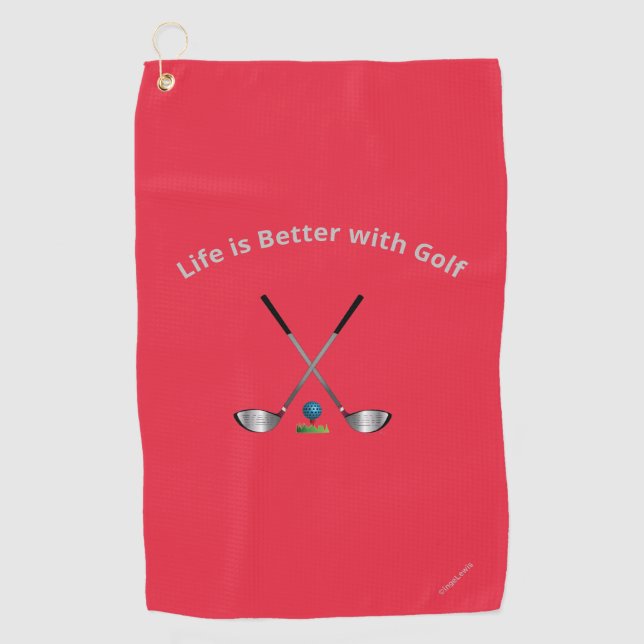 Golf Towel Life ist besser...Golf Quote Rot Golfhandtuch (Vorderseite)