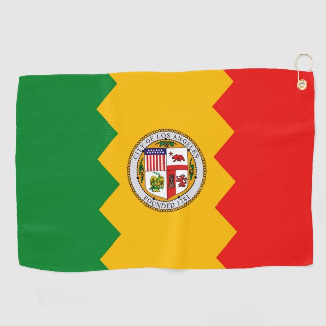 Golf Towel mit Fahne von Los Angeles, USA Golfhandtuch (Horizontal)
