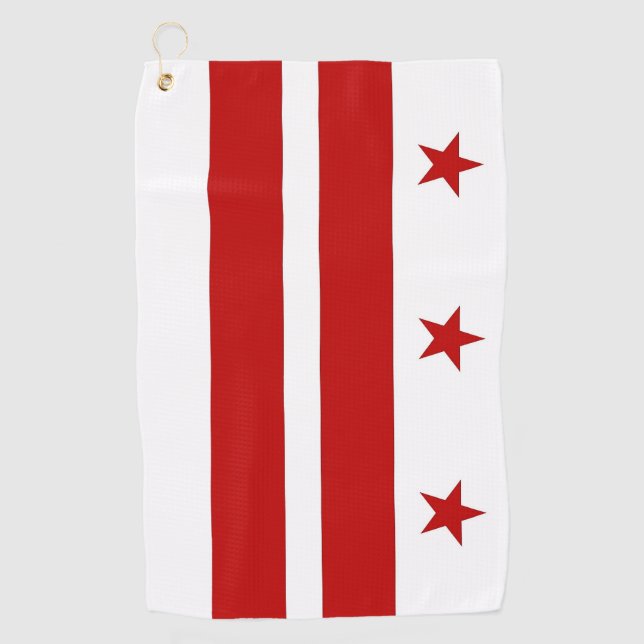Golf Towel mit Flagge von Washington DC, USA Golfhandtuch (Vorderseite)