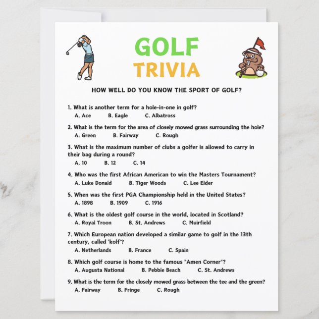 Golf Trivia Game (Vorderseite)