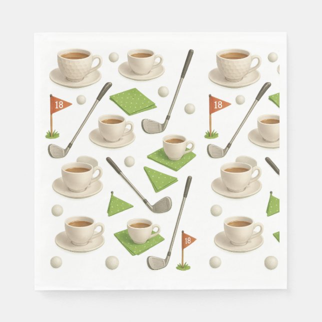 Golf Tron und Kaffee mit Fahne Serviette (Vorderseite)