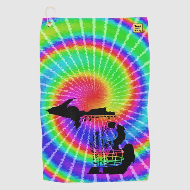 Golf-Tuch - Michigan-gefärbte Krawatte Golfhandtuch (Vorderseite)