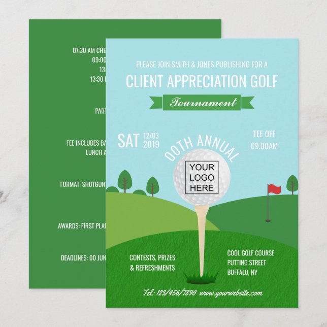 Golf-Turnier für Unternehmen - Einladung (Vorne/Hinten)