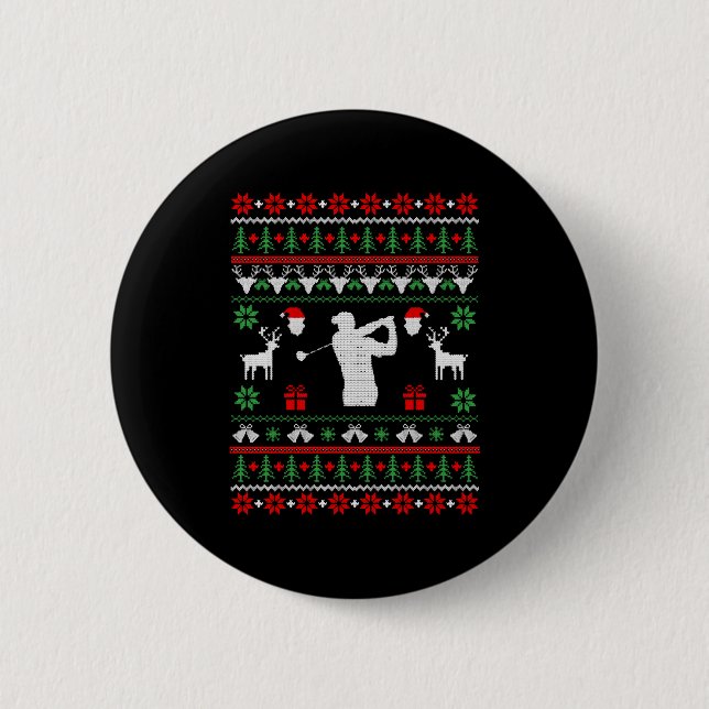 Golf Ugly Christmas Sweater Button (Vorderseite)