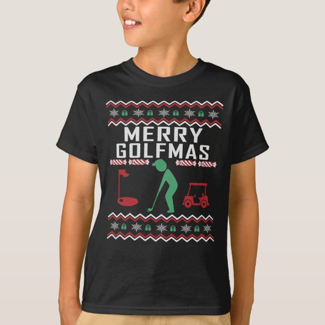 Golf Ugly Christmas Sweater Merry Golfmas T-Shirt (Vorderseite)