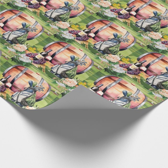 Golf und Wein für Golfer auf dem Golfplatz Geschenkpapier (Ecke)