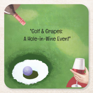 Golf und Wein für Golfer Rechteckiger Pappuntersetzer