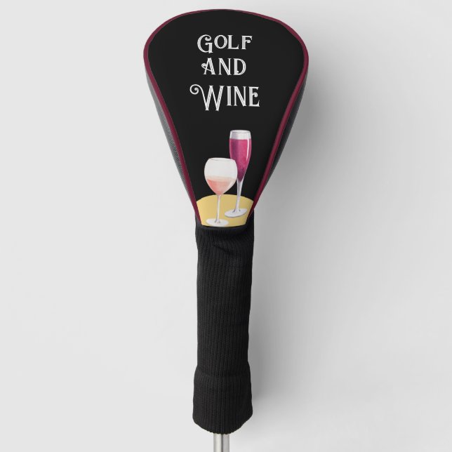 Golf und Wein für Golfspieler Headcover (Vorderseite)