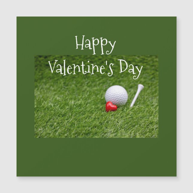 Golf Valentine Card Golfball und Abschlag mit Lieb Magnetkarte (Vorderseite)