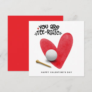 Golf Valentinstag mit Golfbälle auf rotem Herzen Feiertagskarte