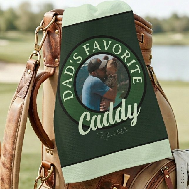 Golf Vater Favorite Caddy Individuelle Name Golfhandtuch (Dad’s Favorite Caddy Photo Golf Towel)