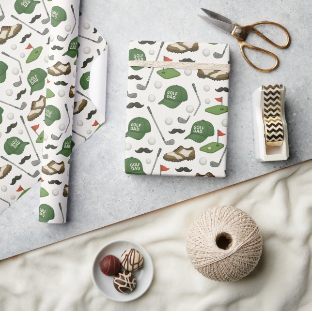 Golf Vater mit Golf-Ausrüstung mit Fahne für Golfe Geschenkpapier (Kunsthandwerk)