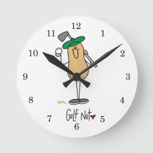 Golf Verrückte T-Shirts und Geschenke Runde Wanduhr