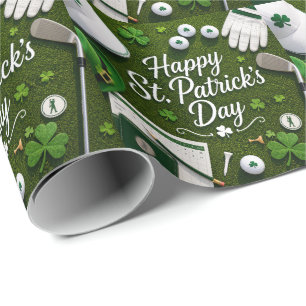 Golf Viel Glück mit Kleeblatt St. Patrick's Day Geschenkpapier