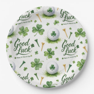 Golf Viel Glück  mit Kleeblatt St. Patrick's Day   Pappteller