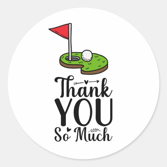 Golf Vielen Dank an die Golfflagge Runder Aufkleber (Vorderseite)