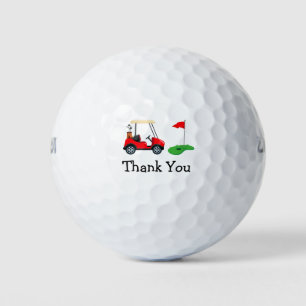 Golf Vielen Dank an Golfer mit Karren und Flagge Golfball
