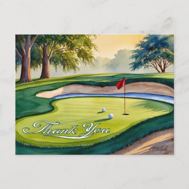 Golf Vielen Dank, dass Sie die Wasserfarbenflagge  Postkarte (Vorderseite)